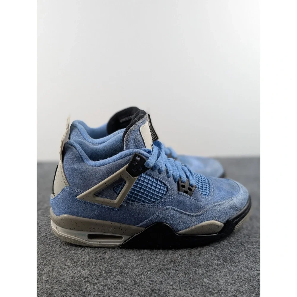 Jordan 4 Retro University Blue Size 5Y Womens Size 7 Black Tech Grey 408452-400